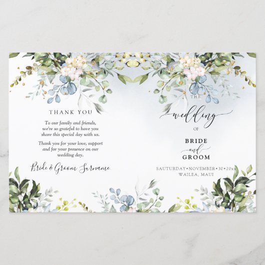 Elegant Waterverf Dusty Blue Eucalyptus (Voorkant)