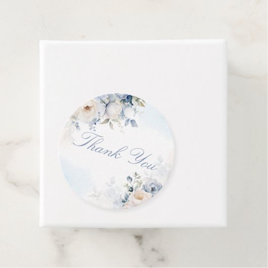 Elegant Waterverf Dusty Blue Floral Hartelijk dank Bedankjes Labels (In situ)