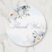 Elegant Waterverf Dusty Blue Floral Hartelijk dank Bedankjes Labels (Voorkant)