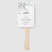 Elegant Waterverf Dusty Blue Floral Programme Handwaaier (Voorkant)