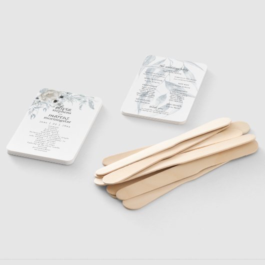 Elegant Waterverf Dusty Blue Floral Programme Handwaaier (Niet-gemonteerd)