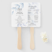Elegant Waterverf Dusty Blue Floral Programme Handwaaier (Voorkant en achterkant)