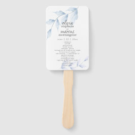 Elegant Waterverf Dusty Blue Floral Programme Handwaaier