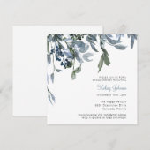 Elegant Waterverf Dusty Blue Floral Vrijgezellenfe Kaart (Voorkant / Achterkant)