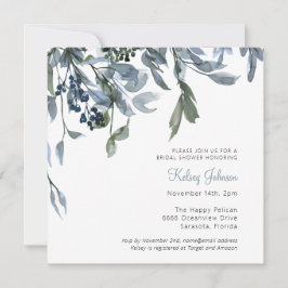 Elegant Waterverf Dusty Blue Floral Vrijgezellenfe Kaart