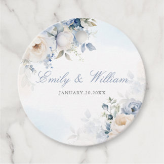 Elegant Waterverf Dusty Blue Floral Wedding Bedankjes Labels