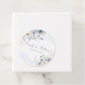 Elegant Waterverf Dusty Blue Floral Wedding Bedankjes Labels (In situ)