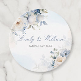 Elegant Waterverf Dusty Blue Floral Wedding Bedankjes Labels