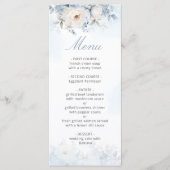 Elegant Waterverf Dusty Blue Floral Wedding Menu (Voorkant)