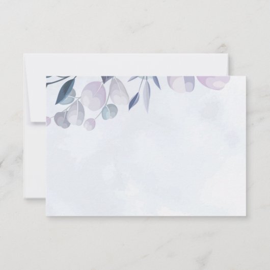 Elegant Waterverf Dusty Blue Floral Wedding RSVP Kaartje (Achterkant)