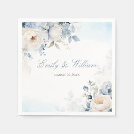 Elegant Waterverf Dusty Blue Floral Wedding Servet