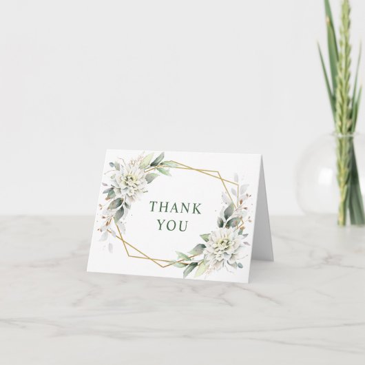 Elegant Waterverf Dusty Blue Foliage Bedankkaart (Voorkant)