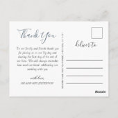 Elegant Waterverf Dusty Blue Foliage Hartelijk dan Briefkaart (Achterkant)