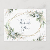 Elegant Waterverf Dusty Blue Foliage Hartelijk dan Briefkaart (Voorkant)