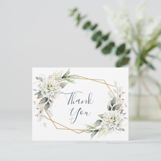 Elegant Waterverf Dusty Blue Foliage Hartelijk dan Briefkaart (Staand voorkant)