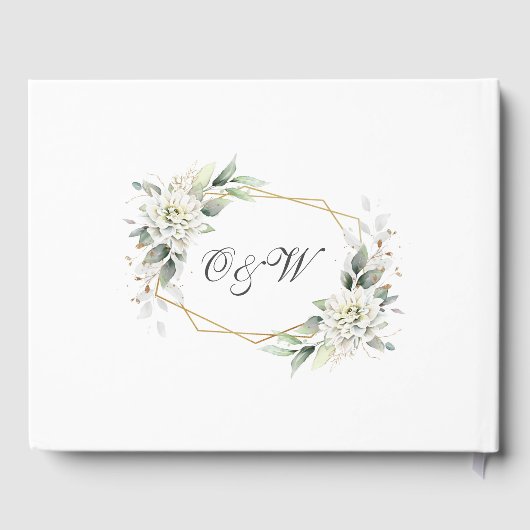 Elegant Waterverf Dusty Blue Foliage Wedding Gastenboek (Achterkant)