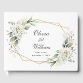 Elegant Waterverf Dusty Blue Foliage Wedding Gastenboek (Voorkant)