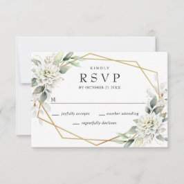 Elegant Waterverf Dusty Blue Foliage Wedding RSVP Kaartje