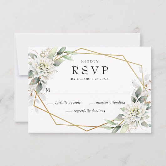Elegant Waterverf Dusty Blue Foliage Wedding RSVP Kaartje (Voorkant)