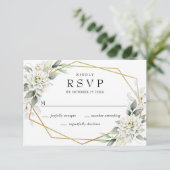 Elegant Waterverf Dusty Blue Foliage Wedding RSVP Kaartje (Staand voorkant)