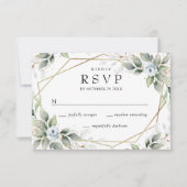 Elegant Waterverf Dusty Blue Foliage Wedding RSVP Kaartje (Voorkant)