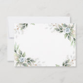 Elegant Waterverf Dusty Blue Foliage Wedding RSVP Kaartje (Achterkant)
