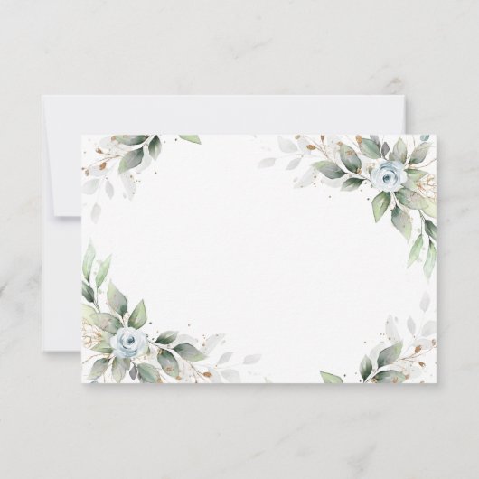 Elegant Waterverf Dusty Blue Foliage Wedding RSVP Kaartje (Achterkant)