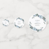 Elegant Waterverf Dusty Blue Roos Confetti (Voorkanten)