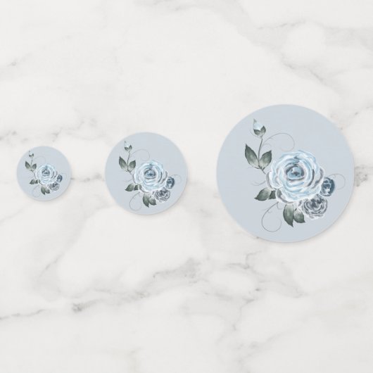 Elegant Waterverf Dusty Blue Roos Confetti (Achterkanten)