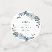 Elegant Waterverf Dusty Blue Roos Confetti (Kleine voorkant)