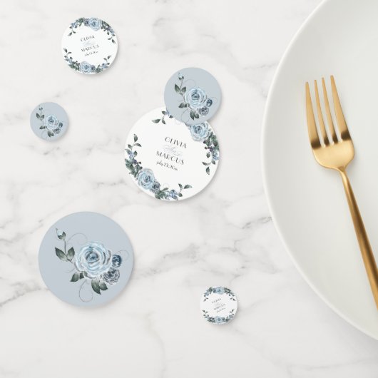 Elegant Waterverf Dusty Blue Roos Confetti (Groep)