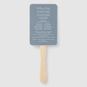 Elegant Waterverf Dusty Blue Wedding Programme Handwaaier (Achterkant)