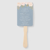 Elegant Waterverf Dusty Blue Wedding Programme Handwaaier (Voorkant)