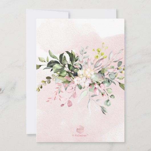 Elegant Waterverf Dusty Blush Pink Eucalyptus Kaart (Achterkant)