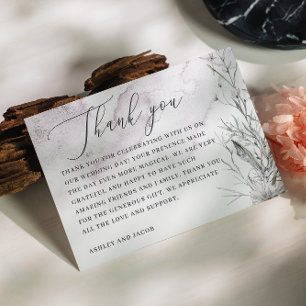 Elegant waterverf dusty paarse florale bruiloft bedankkaart