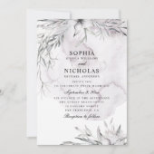 Elegant waterverf dusty paarse florale bruiloft kaart (Voorkant)