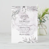 Elegant waterverf dusty paarse florale bruiloft kaart (Staand voorkant)