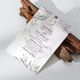 Elegant waterverf dusty paarse florale bruiloft kaart