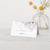 Elegant waterverf dusty paarse florale bruiloft plaatskaartje (Voorkant)