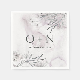 Elegant waterverf dusty paarse florale bruiloft servet