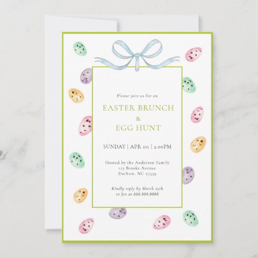 Elegant waterverf Easter BRUNCH Kaart (Voorkant)