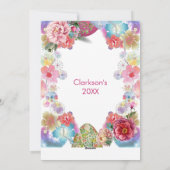 Elegant Waterverf Easter Chick Bunny Floral Feestdagenkaart (Achterkant)