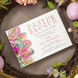 Elegant Waterverf Eieren Easter BRUNCH Kaart