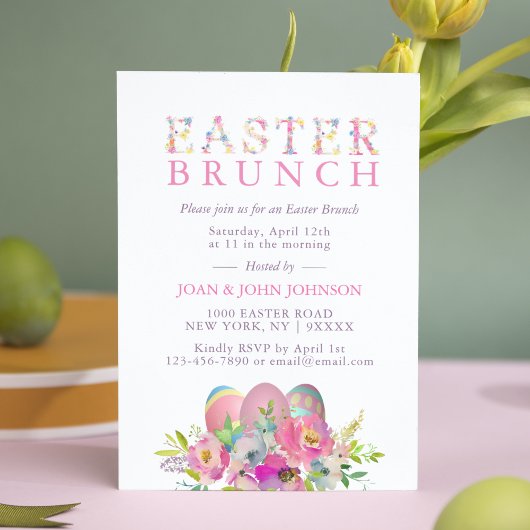 Elegant Waterverf Eieren Easter BRUNCH Kaart