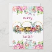 Elegant Waterverf Eieren paashap Feestdagenkaart (Voorkant)