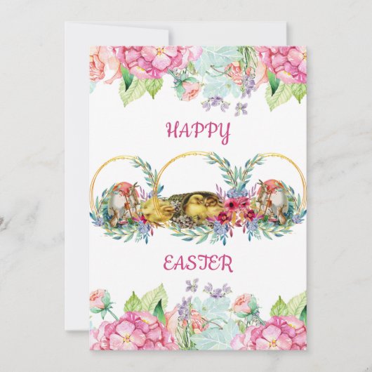 Elegant Waterverf Eieren paashap Feestdagenkaart (Voorkant)