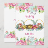 Elegant Waterverf Eieren paashap Feestdagenkaart (Voorkant / Achterkant)