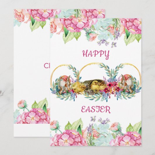 Elegant Waterverf Eieren paashap Feestdagenkaart (Voorkant / Achterkant)