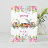 Elegant Waterverf Eieren paashap Feestdagenkaart (Staand voorkant)