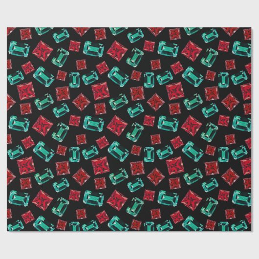 Elegant Waterverf Emerald Ruby Pareltjes Patroon Cadeaupapier (Vlak)